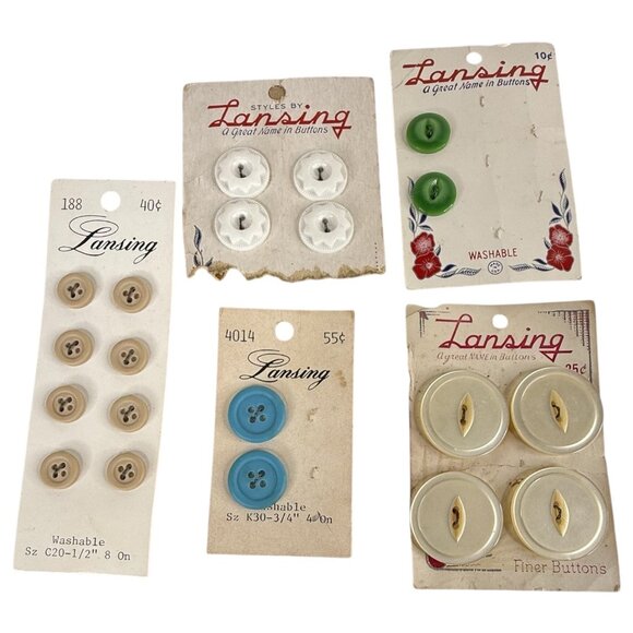 VTG Lansing Buttons Various Sizes & Colors 18 Cards Some Partial Some Complete - Picture 4 of 6